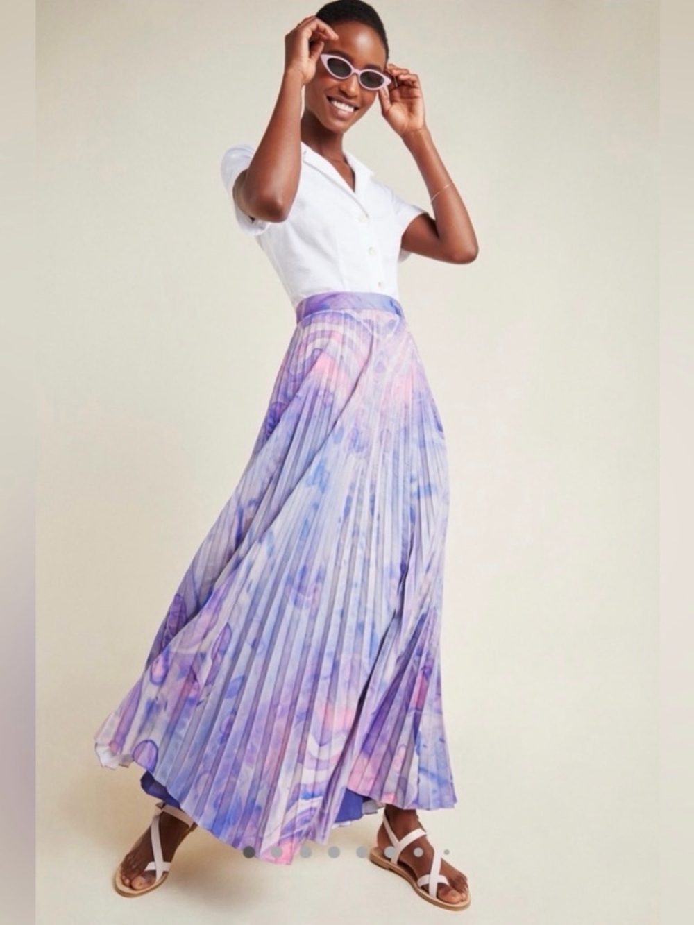 the Anthropologie Marble-Dyed Pleated Maxi Skirt by Siddhartha Bansal